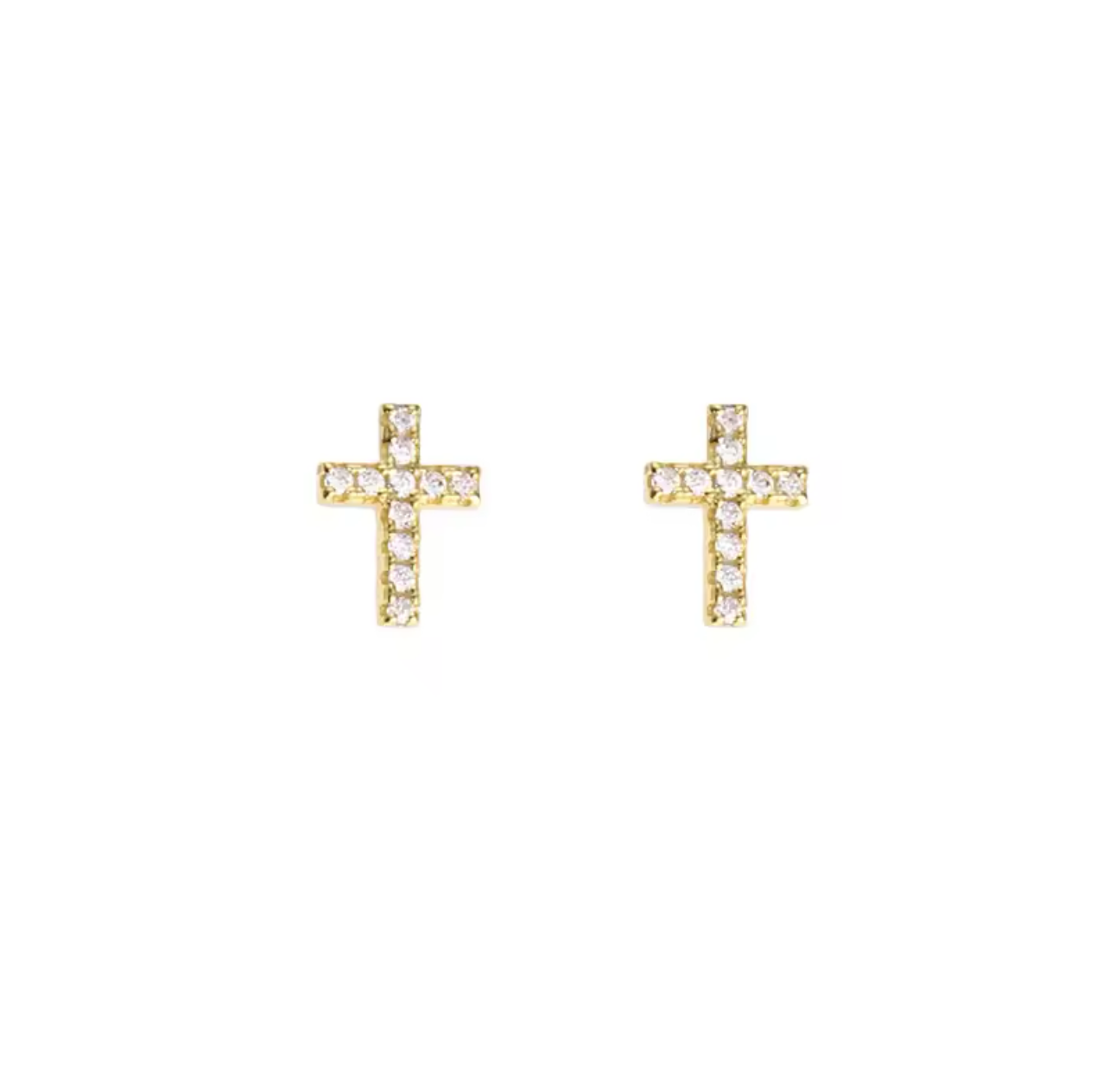 925 Sterling Silver Mini Cross CZ Stud Earrings