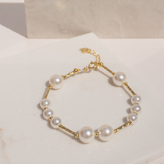 925 Sterling Silver Pearl Gold Plated Bracelet