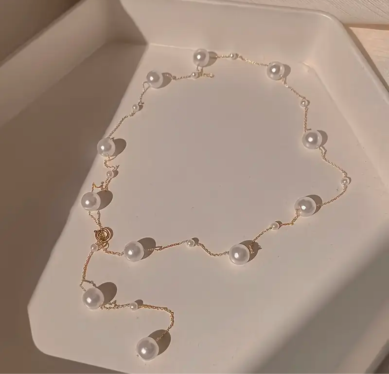 925 Silver Gold plated Pearl Necklace