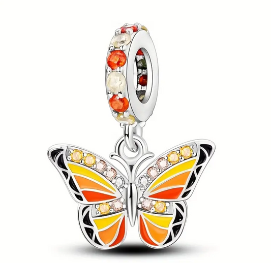 925 Silver Orange Butterfly Charm