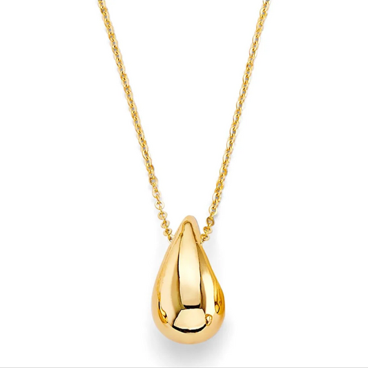 14k Solid Gold Bean Pendant Necklace