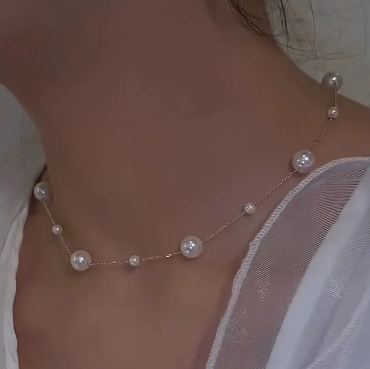 925 Silver Gold plated Pearl Necklace