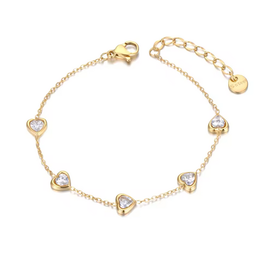 Amore CZ Thin Heart ST Bracelet