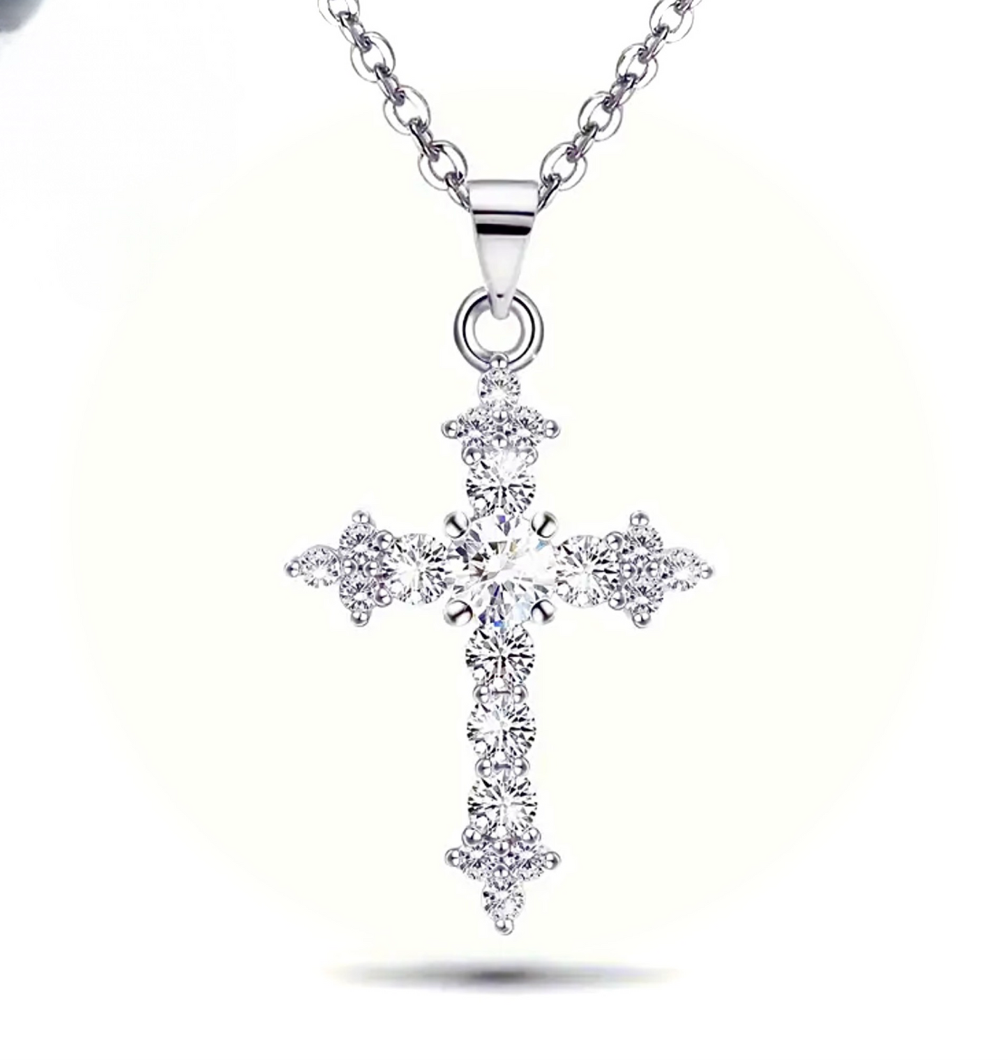 925 Sterling Silver Bless Cross Zirconia Necklace