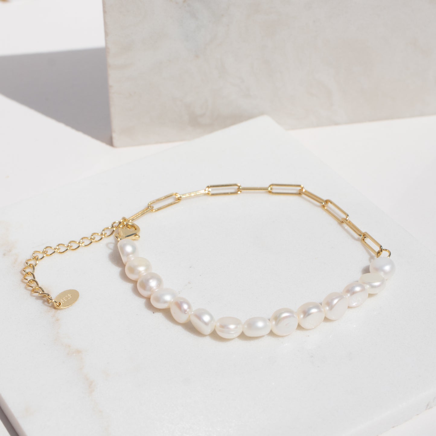 925 Silver Clip Chain Pearl Bracelet