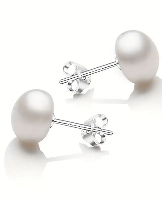 925 Sterling Silver Fresh Water Natural Pearl Stud Earring