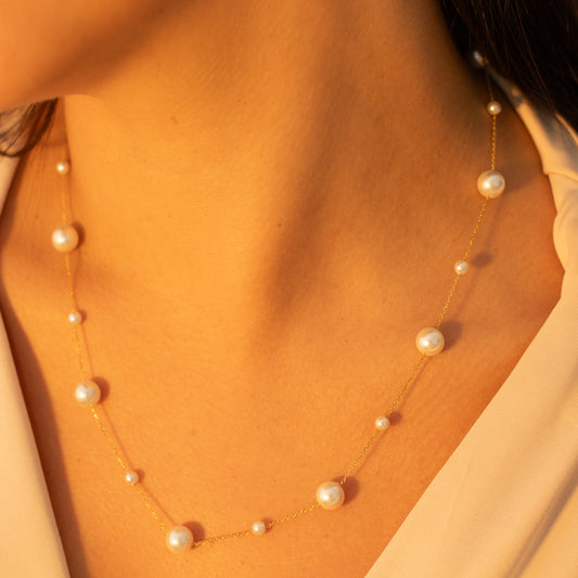 925 Silver Gold plated Pearl Necklace