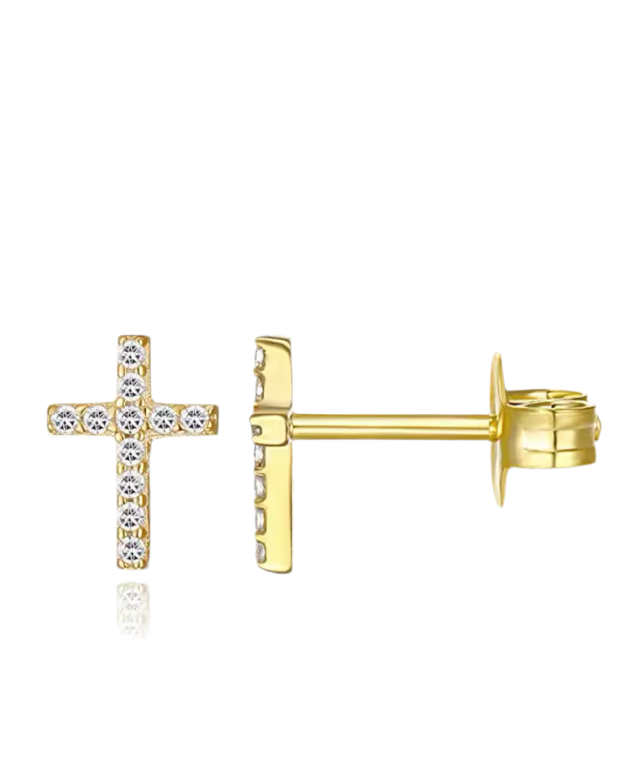 925 Sterling Silver Mini Cross CZ Stud Earrings