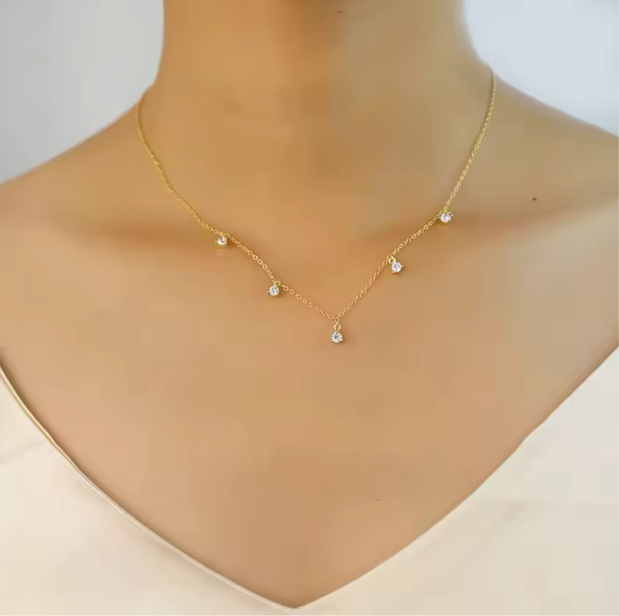 925 Silver Milena CZ Gold plated Necklace