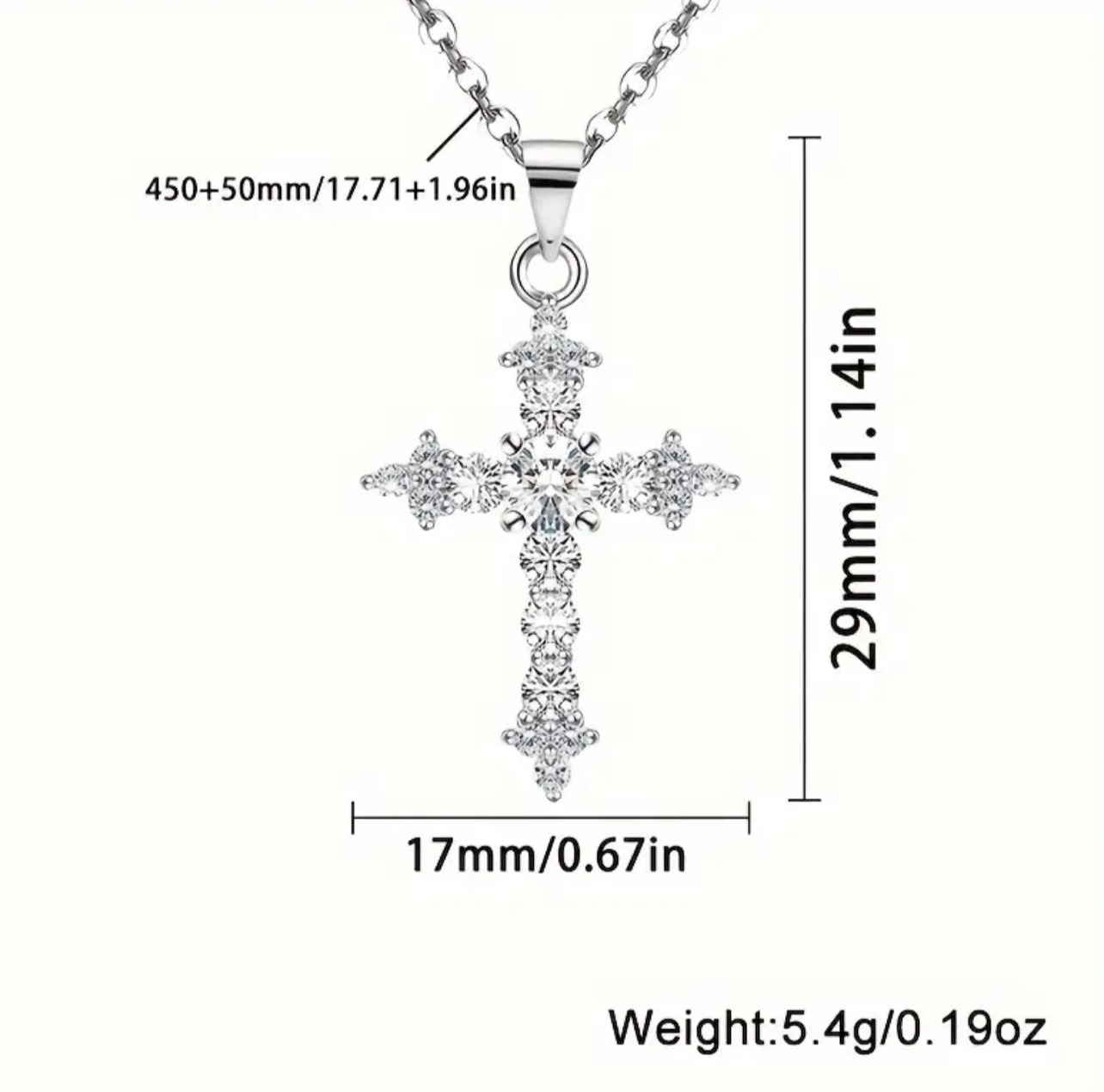 925 Sterling Silver Bless Cross Zirconia Necklace