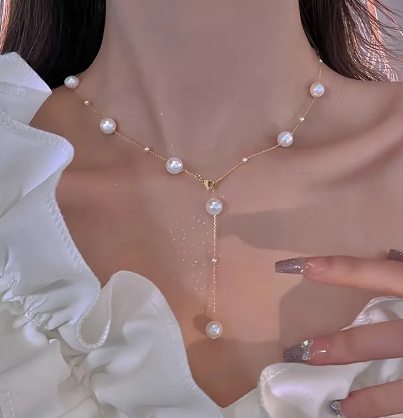 925 Silver Gold plated Pearl Necklace