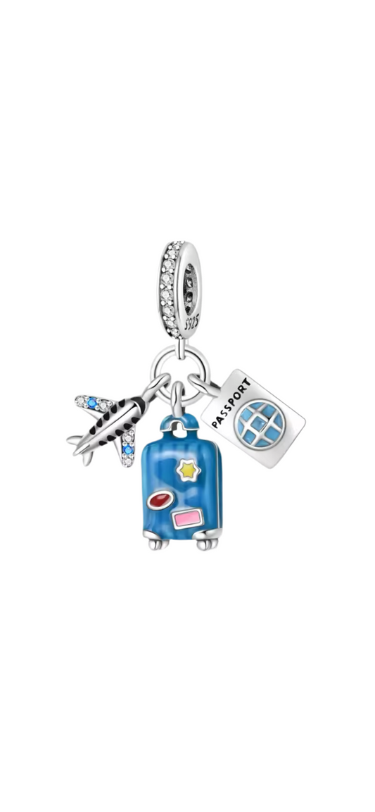 925 Silver Luggage and Passaport Charm