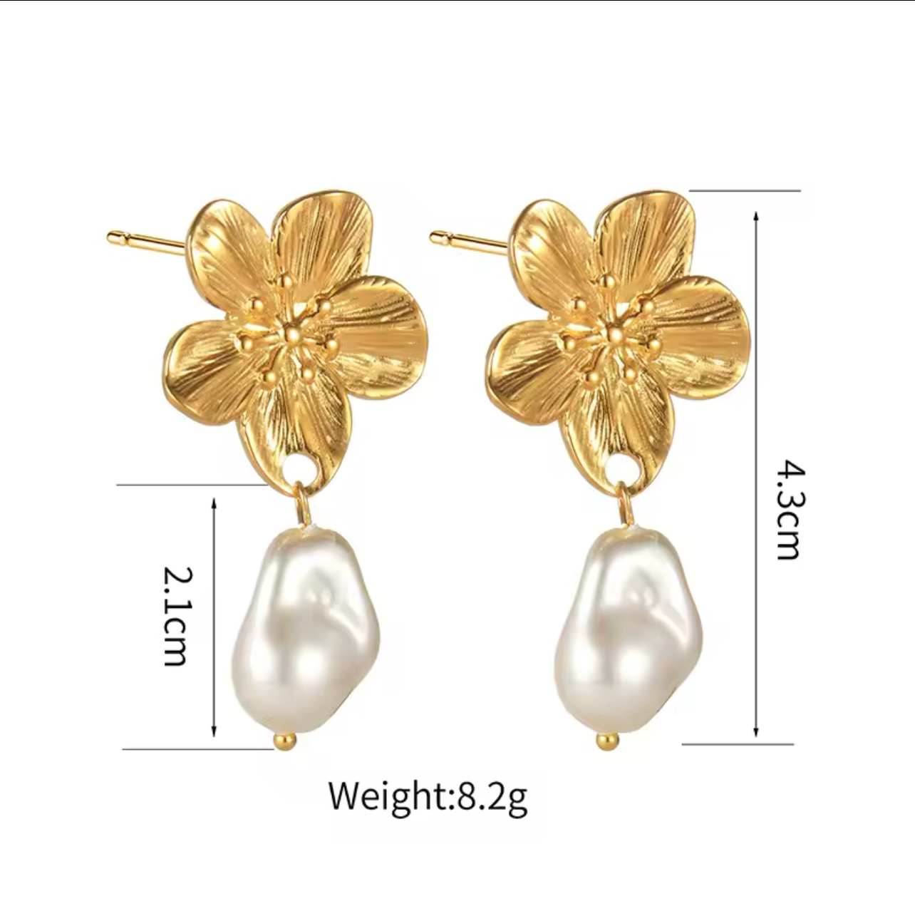 Hawaii Flower Pearl Drop ST Earrings