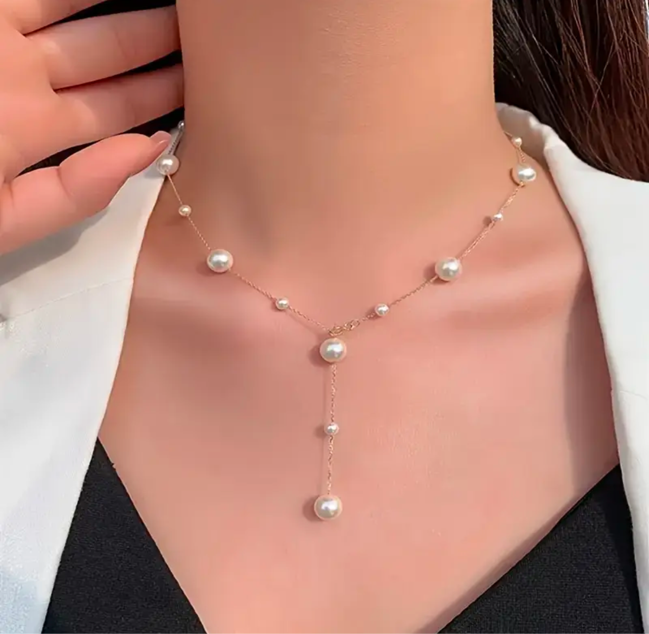 925 Silver Gold plated Pearl Necklace