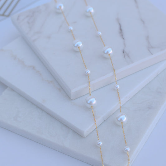 925 Silver Gold plated Pearl Necklace