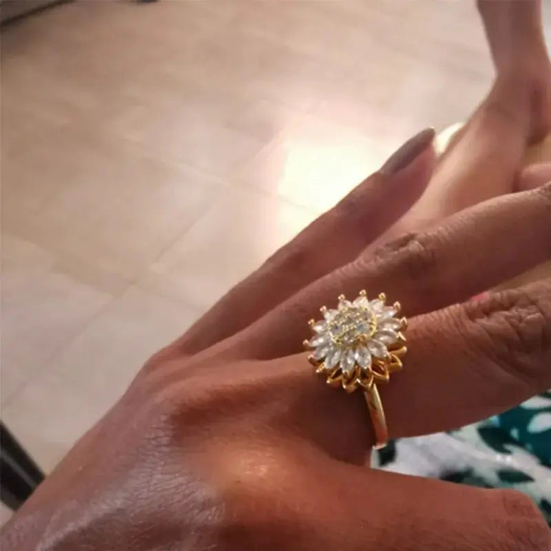 Gold Plated Sunflower Zirconia Rings