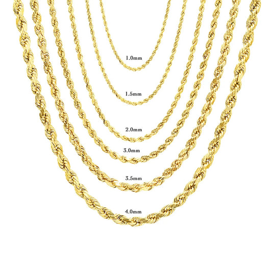 14k Gold Rope Chain Necklace