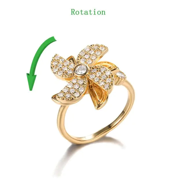 Gold Plated Sunflower Zirconia Rings