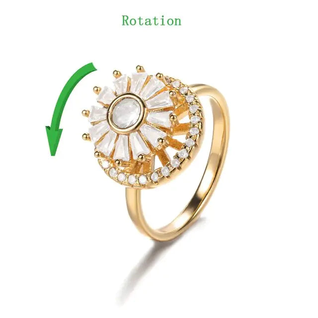 Gold Plated Sunflower Zirconia Rings