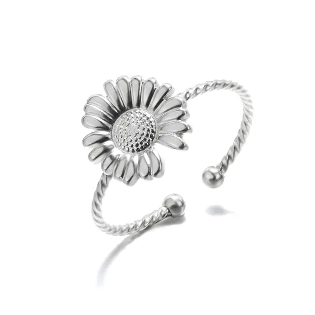 Gold Plated Sunflower Zirconia Rings