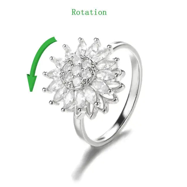 Gold Plated Sunflower Zirconia Rings